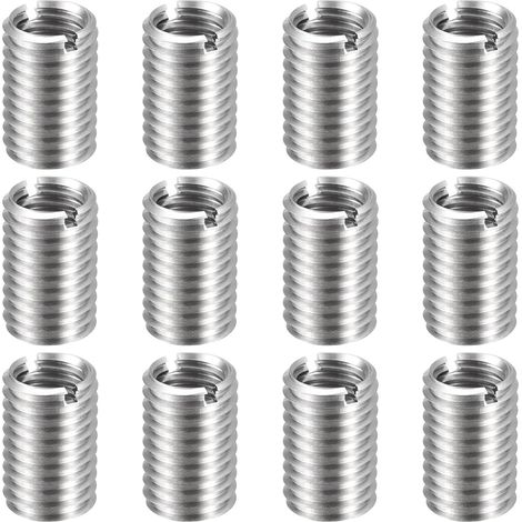 Filetage Adaptateurs M12x1,75 Mâle Vers M10x1,5 Femelle 12pcs 20mm Longueur Manchon Réducteur Écrou Insert Fileté Metal, Inserts De Réparation en Acier Inoxydable 395 Écrou Vis Conversion (1/5)
