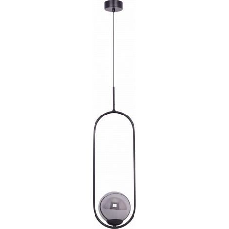 Suspension boule verre graphite métal noir Kaja Davos