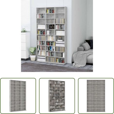 CD-Regal - CD-Schrank Betongrau 102x16x177,5 cm Holzwerkstoff (1/5)