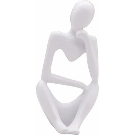 Denker-Statue, abstrakte Harzskulptur, moderne Charakterstatue, Figur, Heimdekoration, Schreibtischdekoration, Geburtstagsgeschenk, Weiß, Rechts