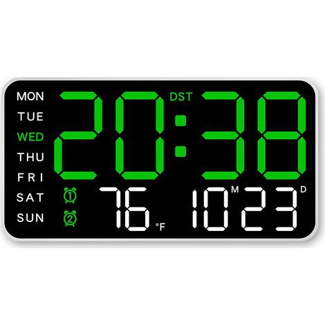 1 Reloj electrónico, pantalla LED grande de 11,5 pulgadas, brillo ajustable, control remoto incluido, para sala de estar y oficina.