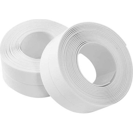Striscia sigillante per doccia 320x2,2 cm, guarnizione per doccia, guarnizione in silicone per bagno, nastro adesivo bianco per mascheratura, autoadesivo in PE per vasca da bagno, sigillante per angol (1/4)