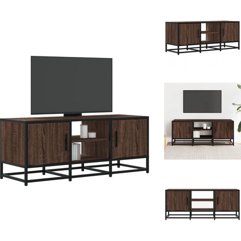 Meuble TV chêne marron 100x35x41 cm bois d'ingénierie et métal - Meuble TV - Meubles TV - Banc TV - Buffet TV (1/5)