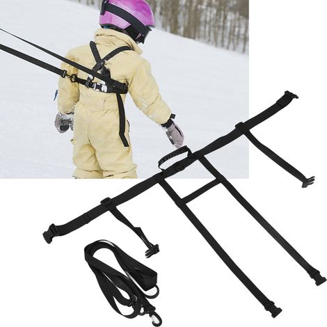 Corde de sécurité pour l'entraînement au ski récréatif pour enfants en extérieur, corde de traction pour planche de ski, ceinture de sécurité d'entraînement au ski (noire) (1/5)