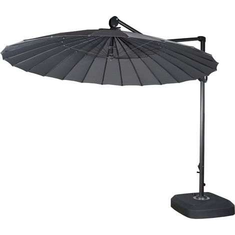 Ombrellone parasole rotondo HHG-136 280cm antracite girevole con base