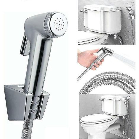 Robinet de douche hygiénique chromé pour bidet, douchette, pommeau de douche musulman, flexible (1/4)