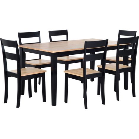 Dining Set GEORGIA Wood Brown/ Black 6 Seater (1/5)