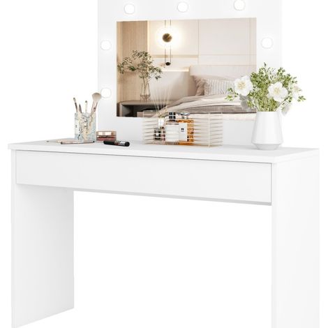 Coiffeuse DIVA bianca – Con specchio, cassetto e illuminazione LED – Eleganza e funzionalità