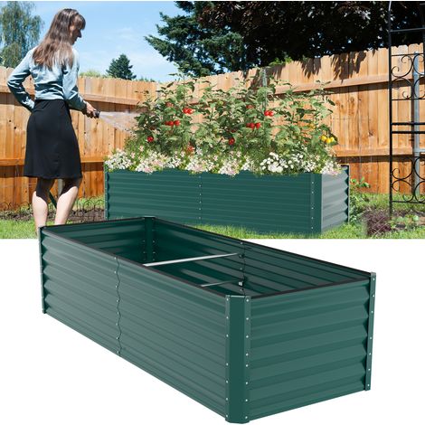 EINFEBEN Jardinieres Exterieur Surélevées, Pot de Fleur Exterieur pour les Fleurs, Herbes, Fruits, Légumes, Bac Jardiniere Balcon, Potager sur Pied, Acier Ultra Solide, 240 x 90 x 60 cm, Vert (1/5)