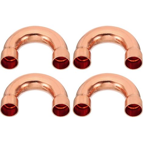 4pcs Raccord Coudé Cuivre pour Tuyaux Gaz, 16mm Raccord Tuyau d'Arrosage Durite Essence, Raccords Tuyauterie à Pression pour HVAC Climatisation Plomberie, Épaisseur 1mm - U Forme