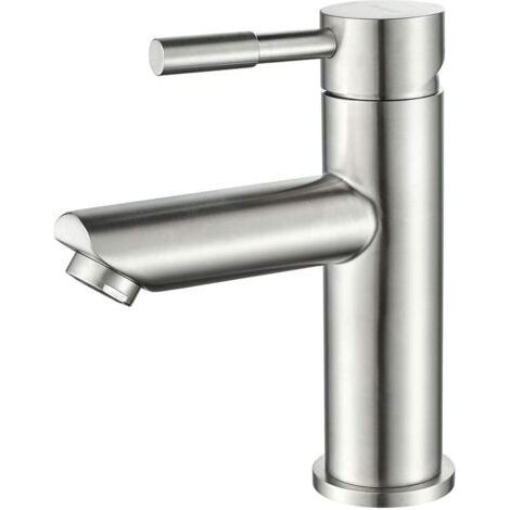 Einhebel-Waschtischarmatur aus Edelstahl – Graue Ausführung – Wassersparende, belüftete Brause – Einfache Montage mit mitgeliefertem Zubehör