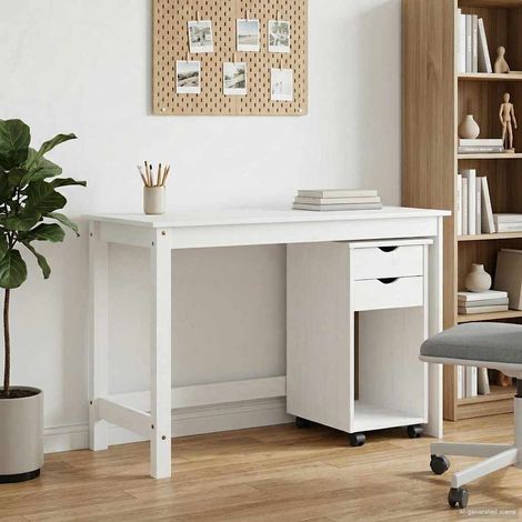 vidaXL Ensemble bureau et armoire 2 pc Blanc Bois de pin massif (1/5)