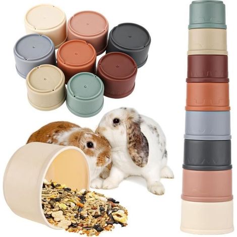 8pcs Gobelets de Lapin Empilables, 8 Couleurs Tasses Empilables Différentes Tailles Jouets de Nidification de Lapin Empilables (1/4)