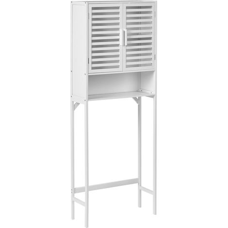 Badezimmerschrank OKARCHE Bambus 63 cm Weiß