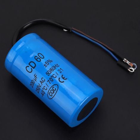 CD60 Betriebskondensator mit Anschlusskabel 250 V AC 200 µF 50/60 Hz für motorbetriebene Luftkompressoren (1/5)