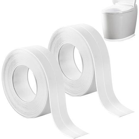 Bande de Fond Souple Auto-adhésive 2 pièces 2,2 cm x 3,2 m, PVC Flexible, étanche et résistant, pour Joints Cuisine, Salle de Bain, Plancher et diverses Surfaces, Installation Facile et Durable (1/5)