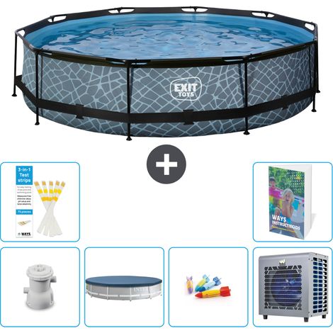 Exit Pool Rund - Steinoptik - 360x76 cm - 7-teilig S338 (1/5)