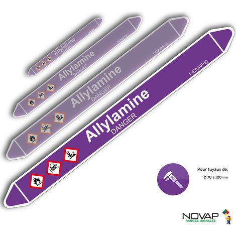 Planche de 2 marqueurs de tuyauterie 450 x 52 mm pour Ø 70 à 100 mm - Allylamine - 4708874