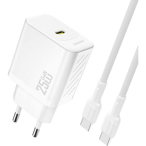 USB-C-Wandladegerät mit USB-C-GaN-PD-Kabel (25 W) – Weiß