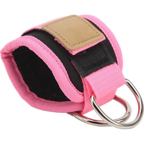Entraîneur de jambes à boucle de cheville avec anneaux en D doubles et sangles en caoutchouc pour hommes et femmes, rose (1/5)