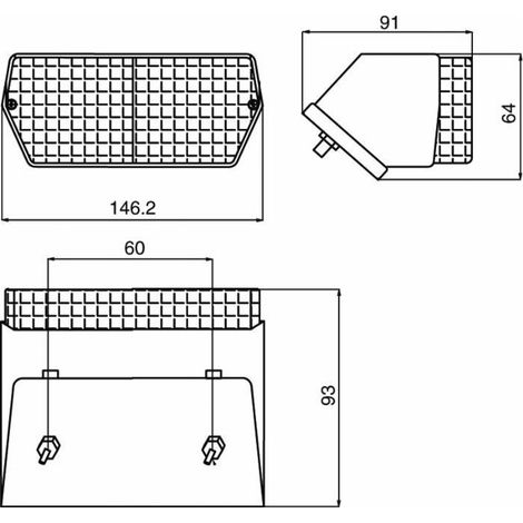 Feu arrière gauche 4 fonctions 145x65x91 mm