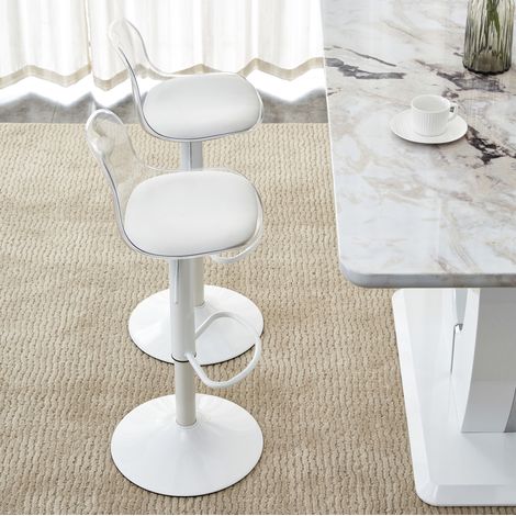 chaise salle a manger pivotante réglable verre blanc OKMYHOME (1/5)