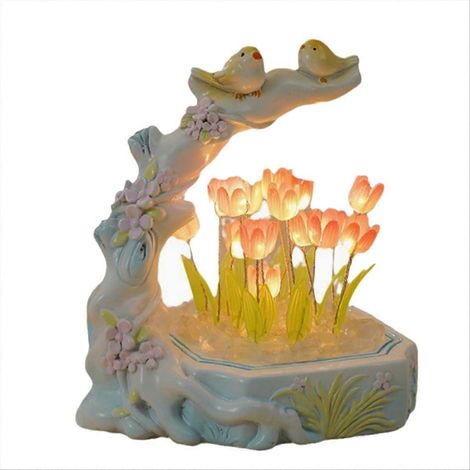 Veilleuse Tulipe à Piles, Lampe de Table Fleur de Tulipe, Veilleuse LED Tulipe Artisanale, Lampe de Lit Faite Main (1/5)