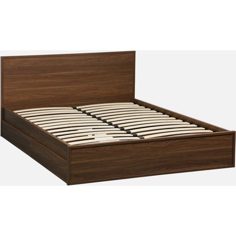 Cama con somier de láminas y cabecero 140x190cm + 4 cajones decorativos de madera (1/5)