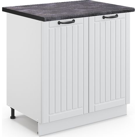 Mobile lavello cucina Fame-Line, Bianco rustico, 80 cm con ripiano, PL Antracite, Vicco