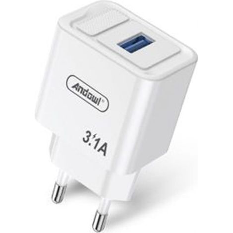 TRADE SHOP - Caricabatterie Caricatore Da Parete Con Porta Usb Q-cd62 Ricarica Rapida Sicura 3.1a - (1/3)