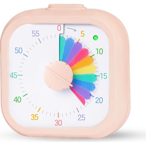 Minuteur Visuel 60 Minutes, Minuteur Compte à Rebours avec Design Arc-en-Ciel, Silencieux pour École, Bureau, Cuisine et Études, Rose (1/5)