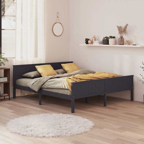 vidaXL Bed Frame without Mattress Grey Solid Wood Pine 200x200 cm (1/5)