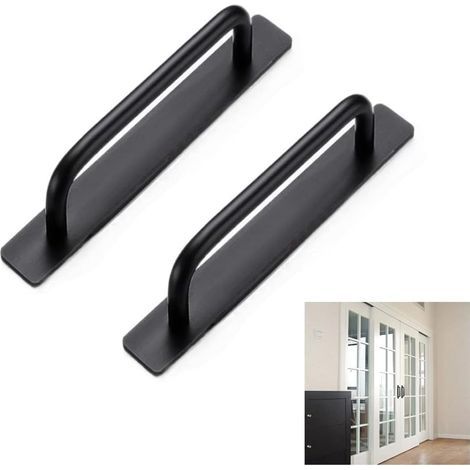 Set mit 2 selbstklebenden Aluminiumgriffen für Schlafzimmer-, Badezimmer- und Küchenschränke Edelstahlgriffe (138 mm, schwarz)