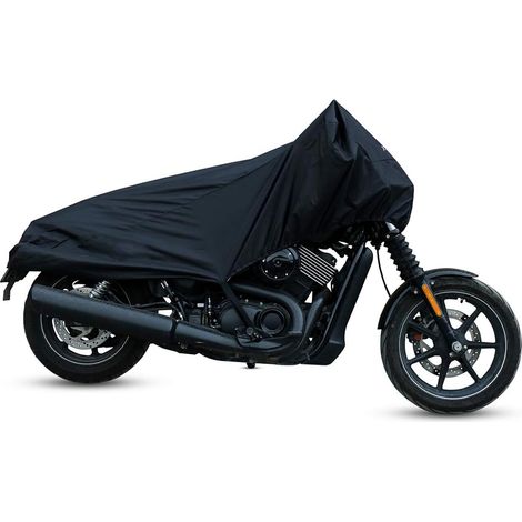 CCYKXAMoto Demi Couverture Noir Imperméable UV Protection Extérieur Tissu Polyester 210T Avec Enduit Argent Et Polyuréthane, Sangles De Fixation,1pc (1/4)