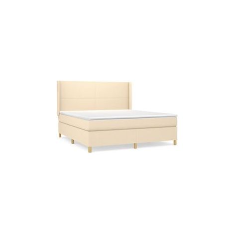 Sommier à lattes de lit avec matelas Crème 180x200 Tissu (1/5)