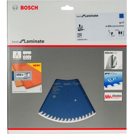 Bosch – Lame de scie circulaire pour stratifié 254mm – Alésage 30mm – 84 dents – Coupe nette sans éclat – Pour sols stratifiés abrasifs