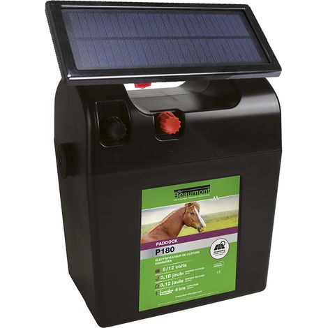 Beaumont – Poste pile PADDOCK P180 – Kit solaire autonome 12V avec panneau solaire 2,5W – Protection UV – Témoin lumineux de fonctionnement