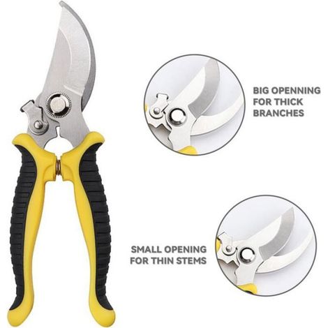 Sécateur de jardin - Acier SK5 inoxydable Verrou de sécurité intégré - Taille branches et arbustes - Coupe 0 20mm (1/5)