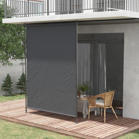 Senkrechtmarquise 200 x 292 cm retractable verticalement avec protection solaire réglable en aluminium gris pour Terrasse & Balcon