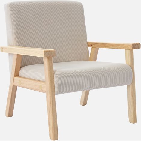 Sillón infantil escandinavo de pana y madera de caucho