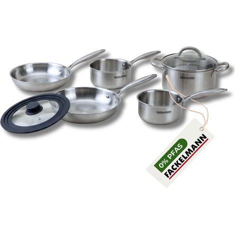 Batterie de cuisine avec 2 casseroles 16/18 cm et 1 faitout 20 cm avec 2 poêles 24/26 cm et 1 ustensiles de cuisine Fackelmann Vita3 (1/5)