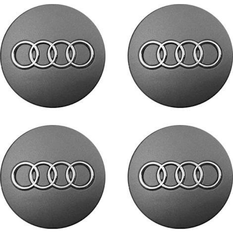 Enjoliveurs centraux en plastique pour AUDI 60 mm, lot de 4, noirs avec bordure chromée, noirs avec bordure chromée, gris