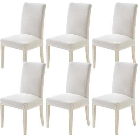 Modern Dining Room Chair Cover Stretch Indoor Chair Slipcover White Chair Cover 6-Piece Seat Protector Covers Suitable for Living Room, Office, Banquet and Decoration.