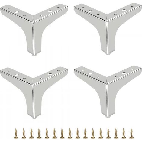 10cm Pied de canapé en métal 4 pcs Pieds de meuble modernes Pieds de meuble de canapé Pieds de rehausseur de meubles Pieds de rechange pour meuble TV Canapé Placard, Argent (1/5)