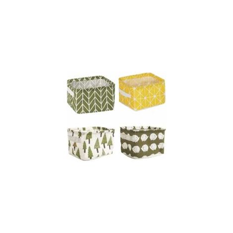 4 Pièces Mini Paniers Rangement Carrés, Corbeilles De Rangement En Tissu De Coton Et Lin, Boîtes De Rangement Pliables Pour Bébé, Imperméable Petits Paniers Rangement Tissu Pour Bureau, Jouets (1/5)
