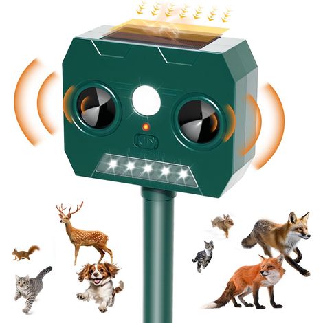 Repulsif Chat Exterieur, 2025 Ultrason Solaire Répulsif pour Chiens Imperméable IP45 12m 120° Effaroucheur Animaux Jardin avec Lumière LED pour Chats Chiens Renards Martres (1/5)