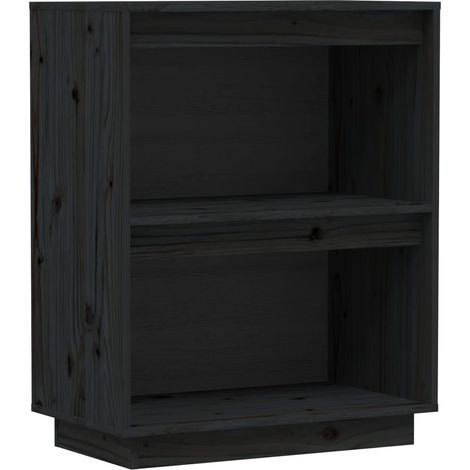 Armoire console meuble de rangement Noir 60x34x75 cm Bois de pin solide -66006 (1/5)