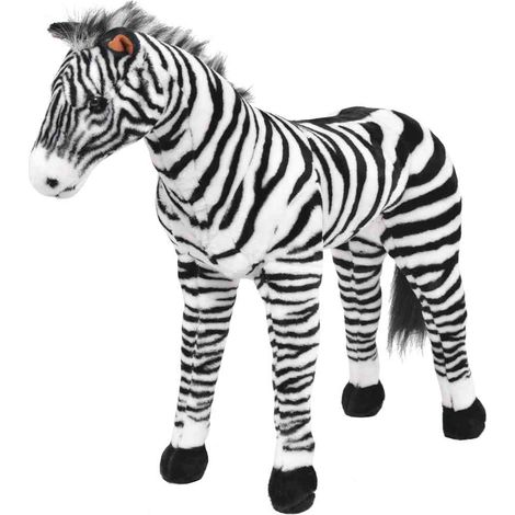 Teenpull – Plüschtier Zebra Stehend Plüsch Schwarz und Weiß XXL (1/5)