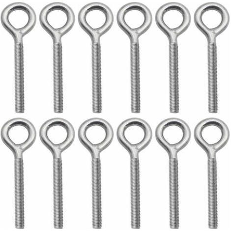 Set of 12 Bolts - M6 Eye Bolt in 304 Stainless Steel Ring Screw Eyebolt for Swing Outdoor Machine (1/5)