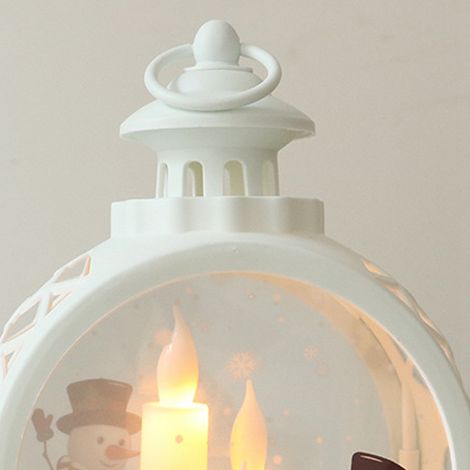 Bougie LED ronde rétro petite, en verre et plastique, avec élément LED, décoration de Noël pour la maison, bonhomme de neige blanc (1/3)